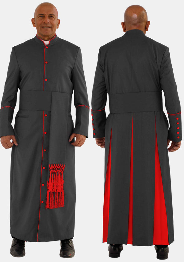 Bigtha Schwarz mit Rot eClergy Robe für Herren
