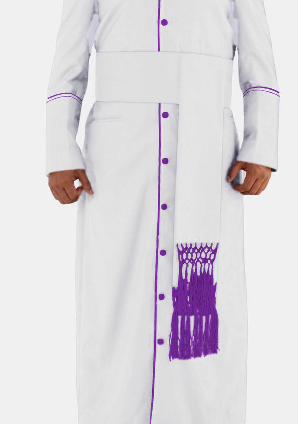 Weißer Kleruszinktur mit römischen violetten Fransen