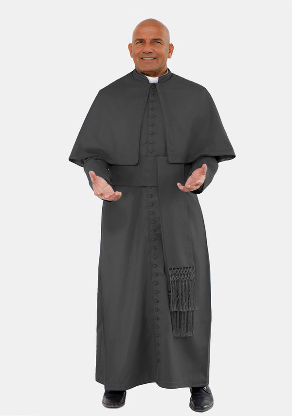 Saviour Schwarze römische Soutane mit Schulterumhang für Herren