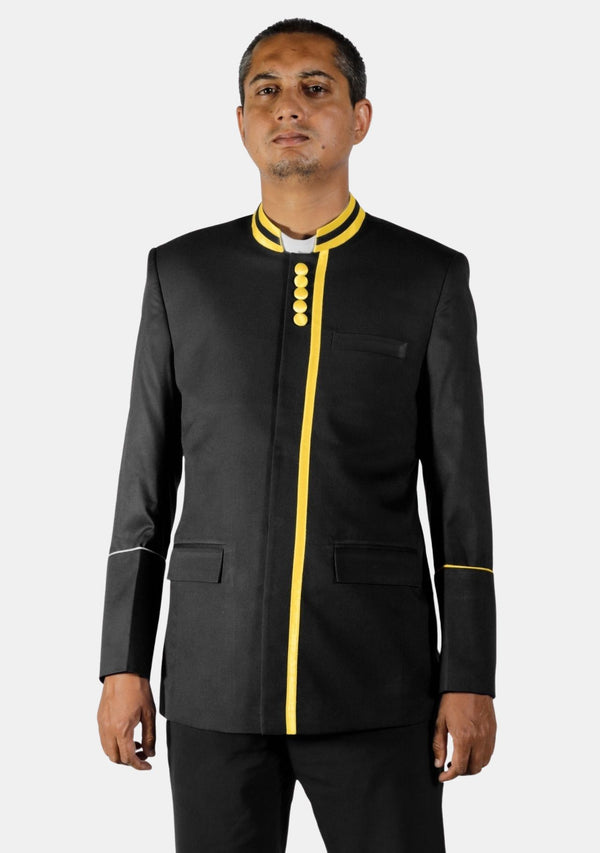 Schwarze Priesterjacke mit goldener Stickerei
