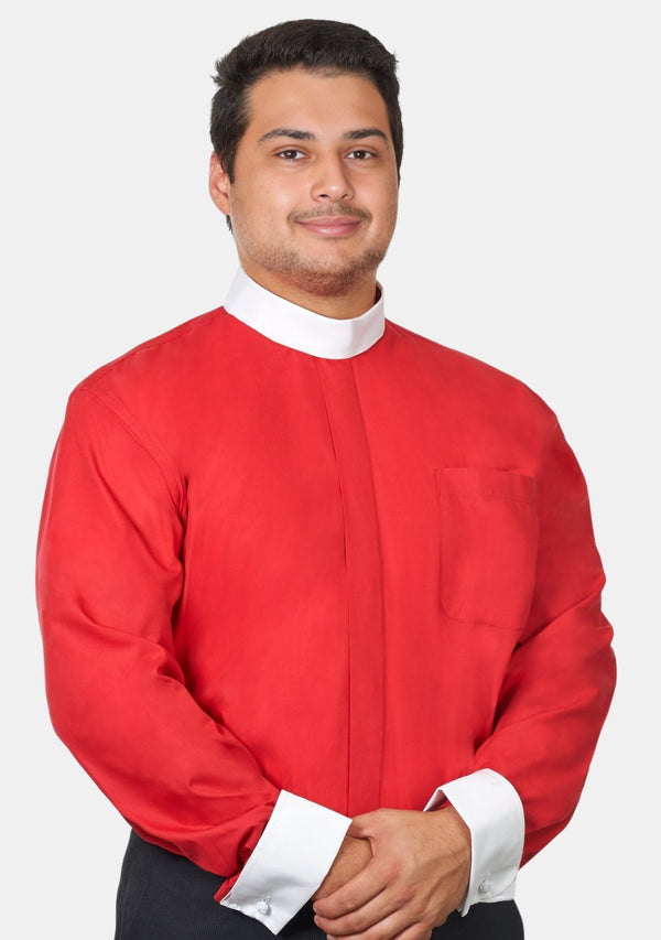 Rotes Klerushemd mit vollem Kragen