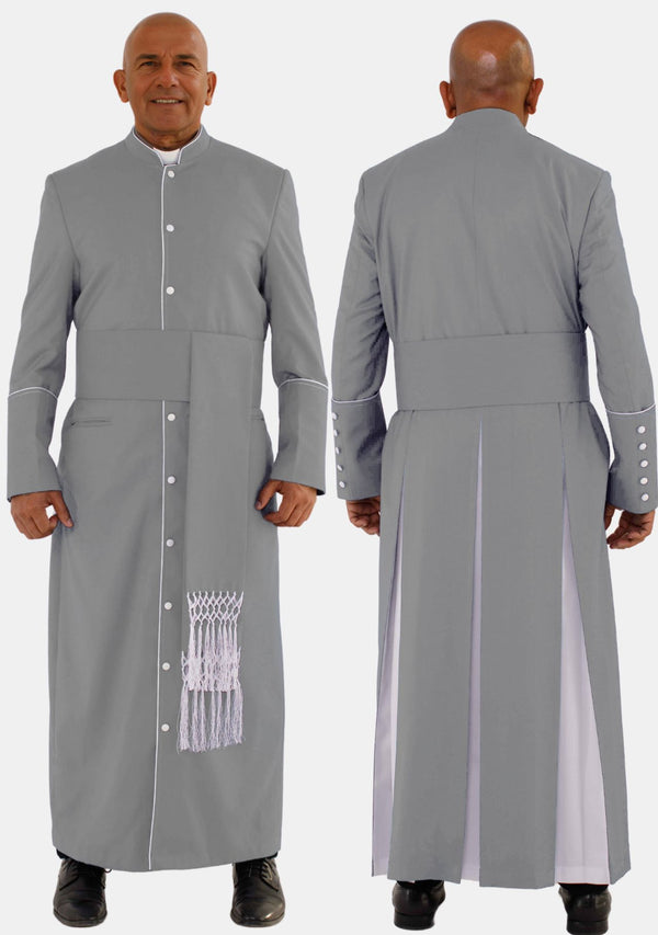 Grau mit weißer eClergys Robe für Herren