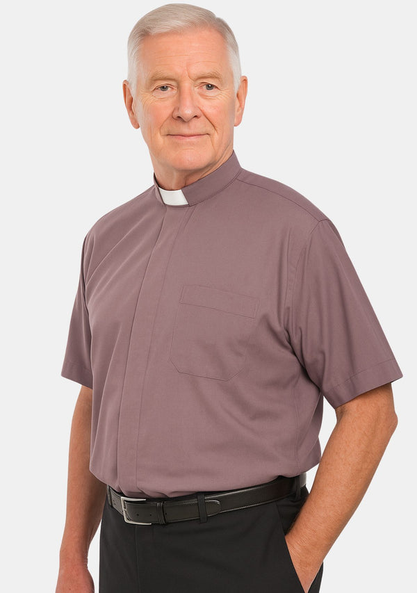 Graues eClergy-Hemd mit Tab-Kragen