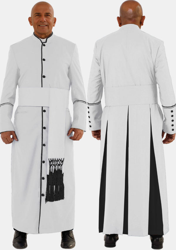 Weiße und schwarze eClergys Robe für Herren
