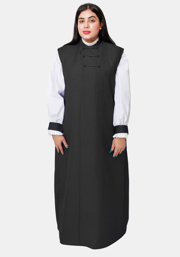 Damen 3-Streifen Schwarz Clerical Chimere