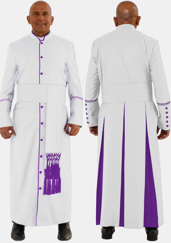 Weiße und violette eClergys-Robe für Herren