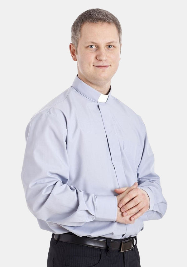 Himmelblaues eClergy-Hemd mit Tab-Kragen
