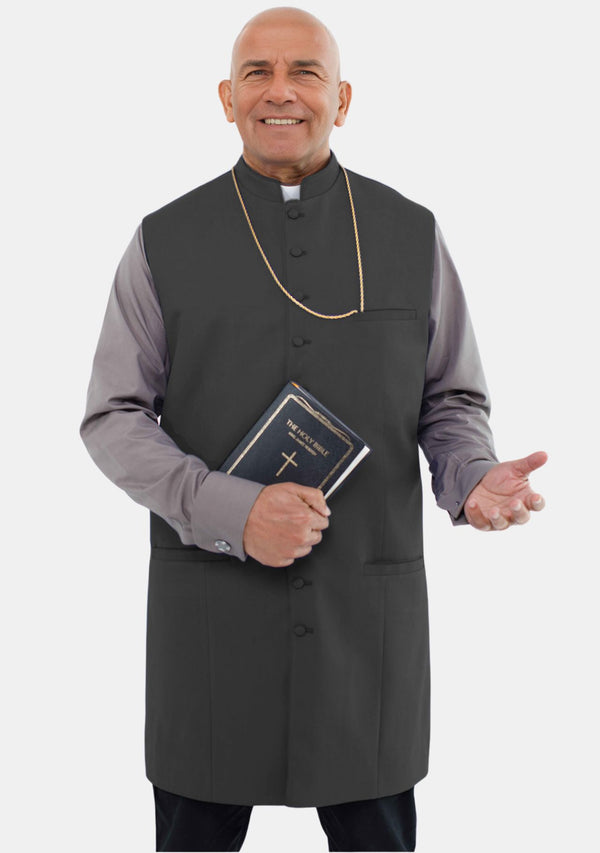 Herren Clergy Lange Weste Schwarz