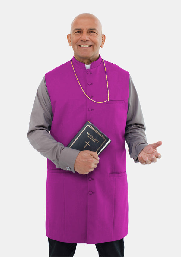 Herren Klerus Lange Weste Rot Lila