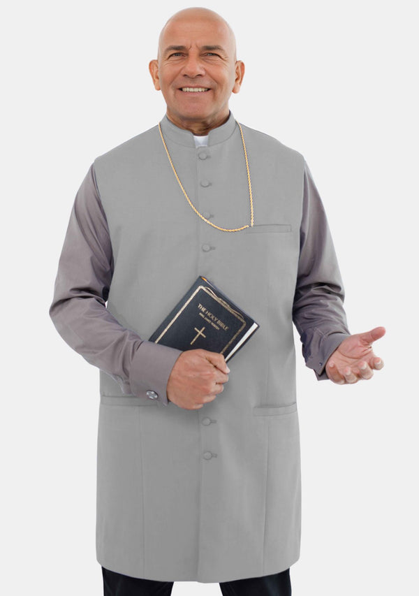 Herren Clergy Lange Weste Grau