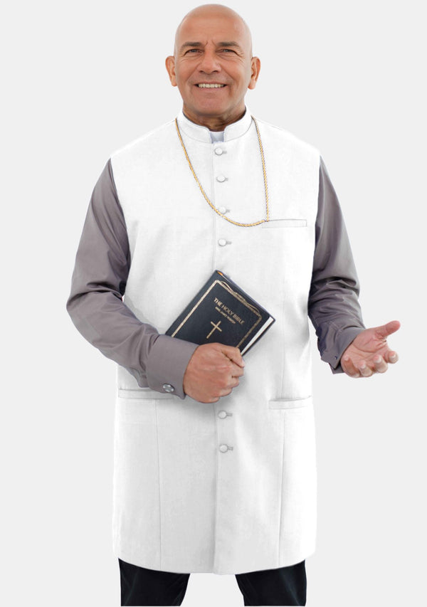 Herren Clergy Lange Weste Weiß
