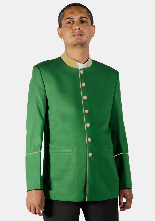 Olivgrüne Priesterjacke mit Goldbesatz