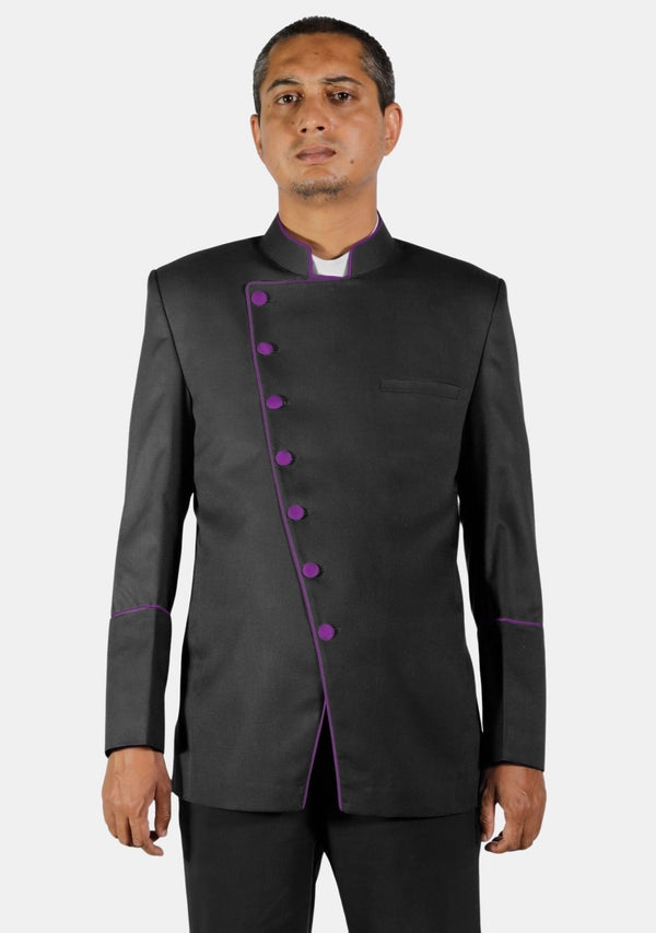 Schwarz-lila Zweireihige Priesterjacke