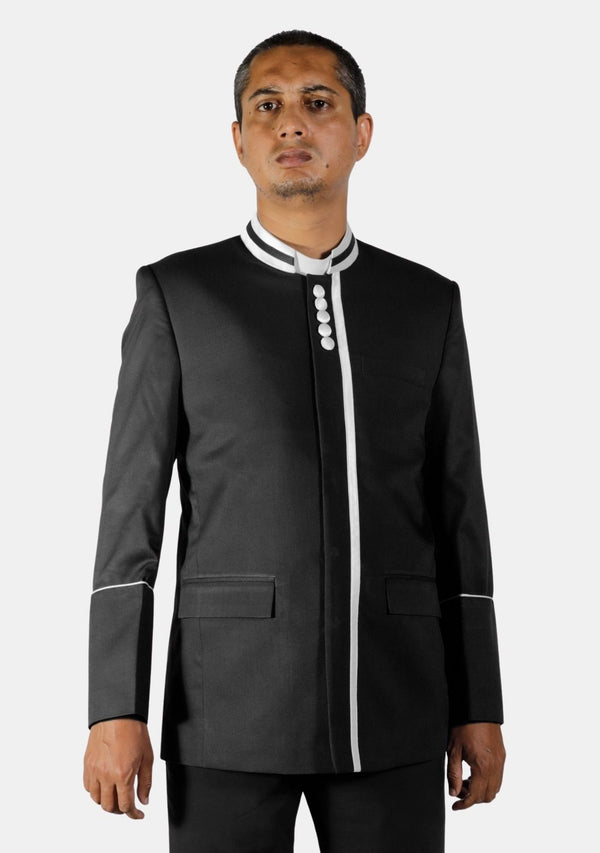 Moderne schwarze Ministerjacke mit Knöpfen