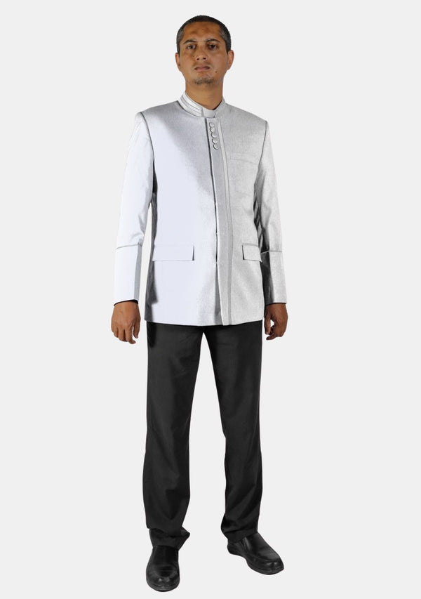 Moderne weiße Priesterjacke mit Knöpfen