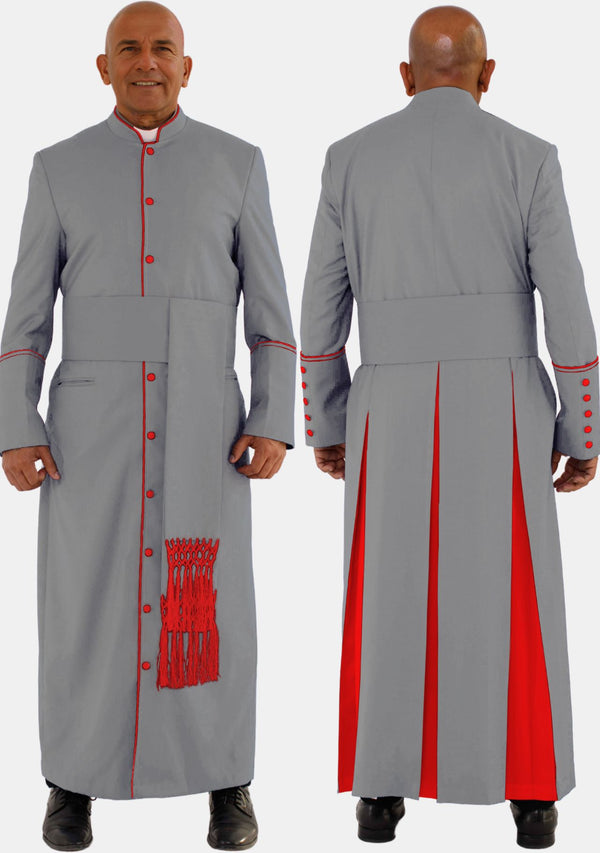 Grau mit roter eClergys Herrenrobe