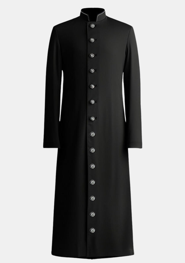 Schwarze Robe mit silbernen Knöpfen von eClergys für Damen