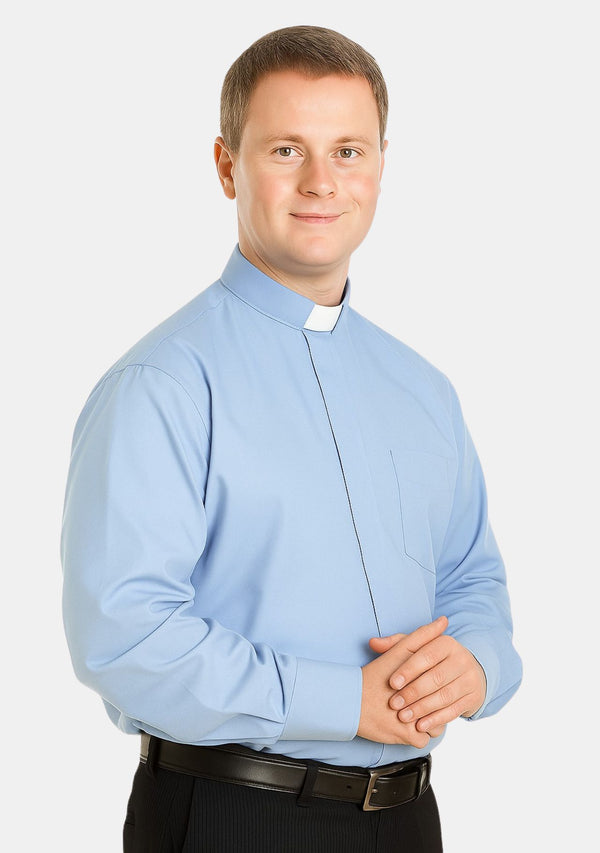 Himmelblaues eClergy-Hemd mit Tab-Kragen