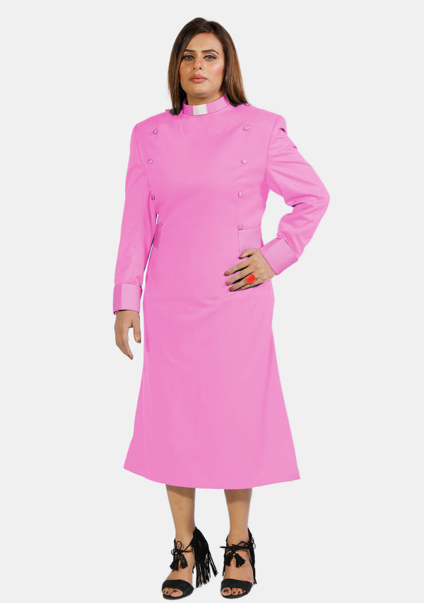 Damen-Klerikerkleid, Rosa, mit Designer-Knöpfen