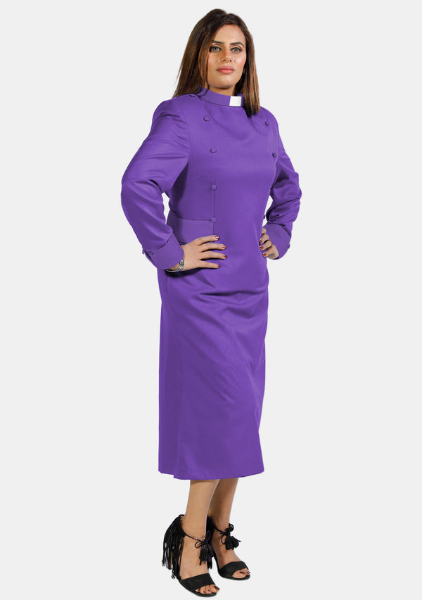 Damen Priesterkleid Römisch Lila mit Designerknöpfen