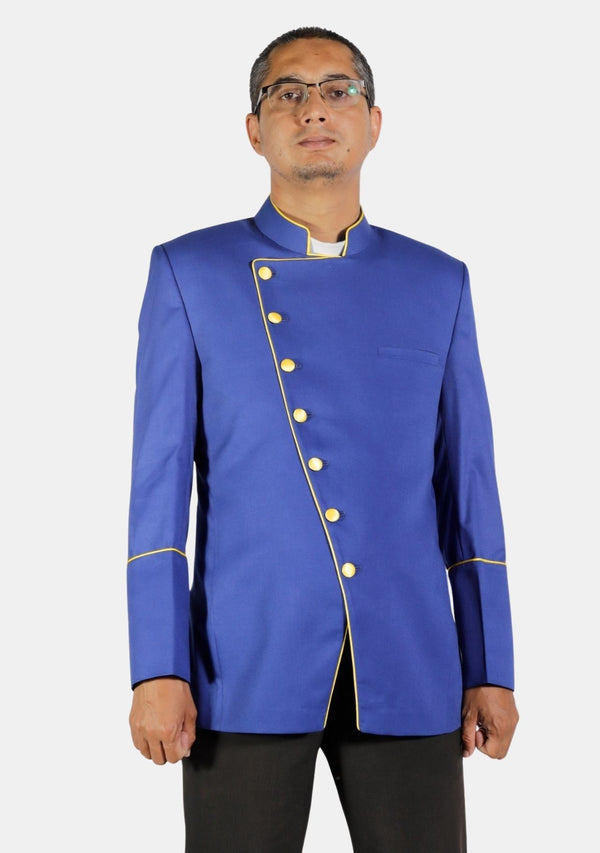 Königsblaue und goldene Klerikerjacke